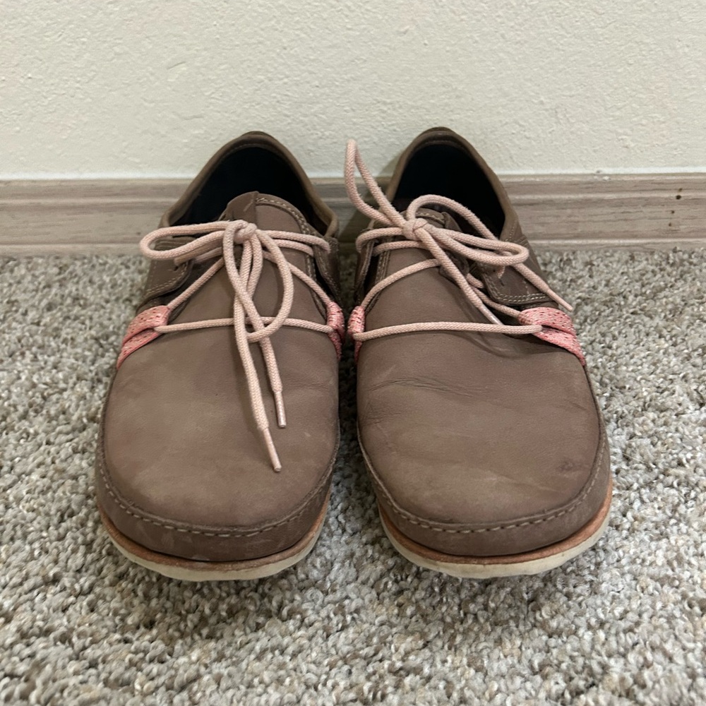 Chaco Women's Harper Casual Lace Shoes Soft Nubuck Caribou Leather Size 10 Brown - Picture 3 of 13